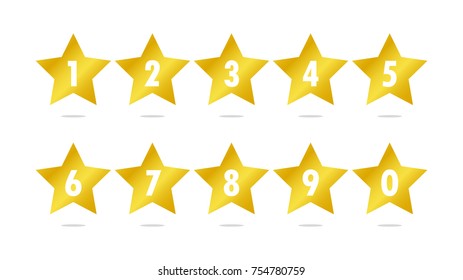 Stars with numbers 0-9 vector
