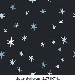 Stars on a black background. Colorful seamless pattern for wallpaper, fabric, clothes, interior. Vector illustration