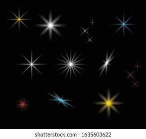 Stars on Black background set