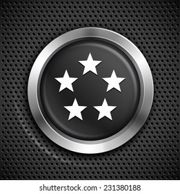 Stars on Black Round Button