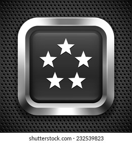 Stars on Black Square Button