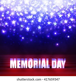 Stars on blue background with place for text. Memorial day design. Holiday patriotic card for Independence day, Memorial day, Veterans day, Presidents day and so on.