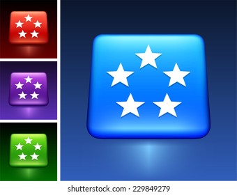Stars on Blue Square Button