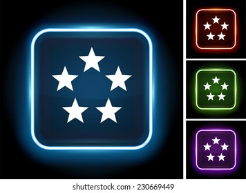 Stars on Glow Square Button