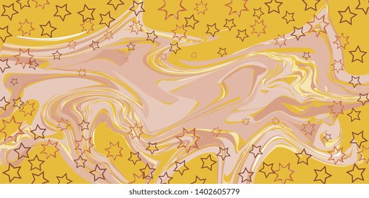 Stars on the marble texture. Stars. Scattered stars. Winding texture. Abstract background. Marble texture. Background for greeting card. Background for banner. Vector graphics