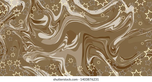 Stars on the marble texture. Stars. Scattered stars. Winding texture. Abstract background. Marble texture. Background for greeting card. Background for banner. Vector graphics