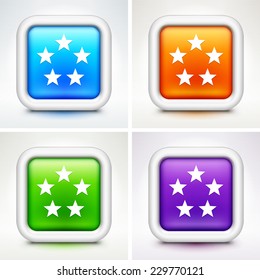Stars on Multi Color Square Buttons
