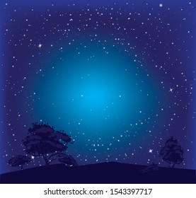 stars on the night sky, landscape vector