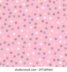 Stars on powder pink seamless vector background