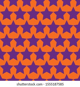 
Stars on purple and orange seamless pattern vector