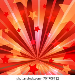 stars on a red background with radiating rays
