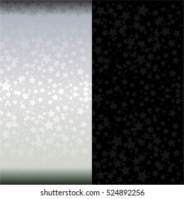 Stars on a silver and black background.