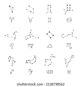 stars on the sky astrology signs vector illustrations set 
