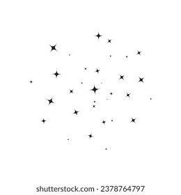 Estrellas en un icono del cielo llano. Ilustración perfecta del pictograma negro sobre fondo blanco.