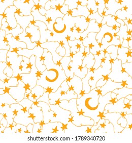 Estrellas en cadenas - todas amarillas en blanco