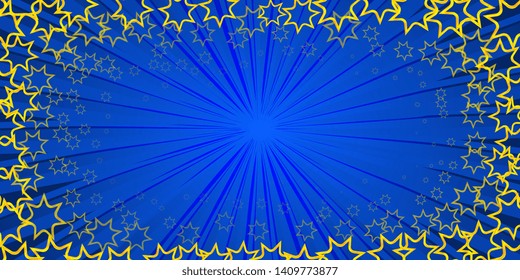 Stars. Stars on a striped background. Scattered stars. Asterisks on an abstract background. Flyer Background for greeting card. Banner. Vector graphics