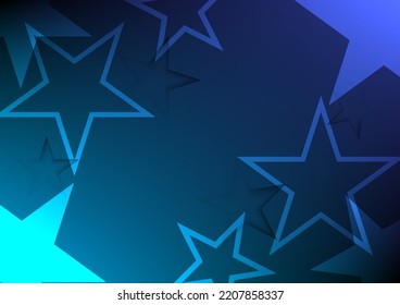 The stars on the surface alternate light blue and blue. both small and large beautiful and modern