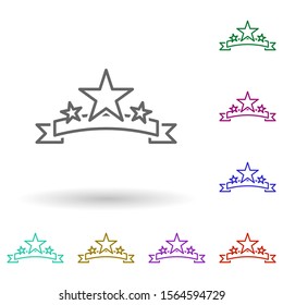 Stars on the tape multi color icon. Simple thin line, outline vector of succes and awards icons for ui and ux, website or mobile application