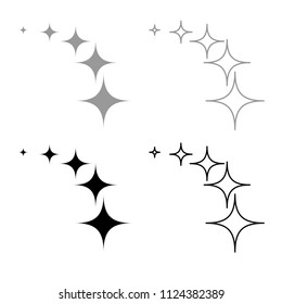 Stars on track five items icon outline set grey black color
