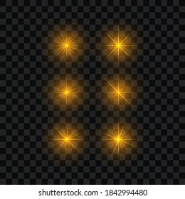 Stars on transparent background, vector illustration.