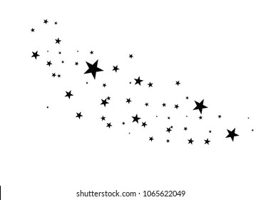 Stars on a white background. Black star shooting with an elegant star.Meteoroid, comet, asteroid, stars.