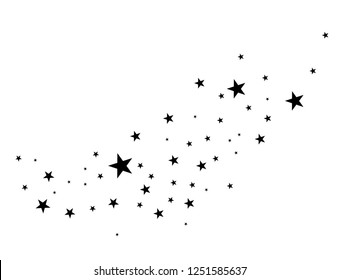 Stars on a white background. Black star shooting with an elegant star.Meteoroid, comet, asteroid, stars.