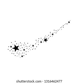 Stars on a white background. Black star shooting with an elegant star. Meteoroid, comet, asteroid, stars.
