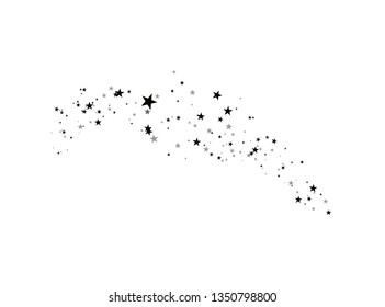 Stars on a white background. Black star shooting with an elegant star.Meteoroid, comet, asteroid, stars.