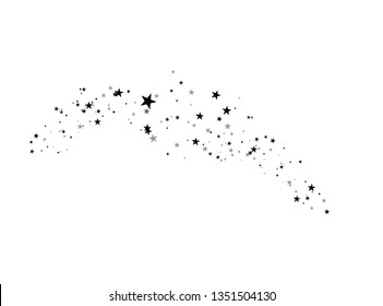 Stars on a white background. Black star shooting with an elegant star.Meteoroid, comet, asteroid, stars.