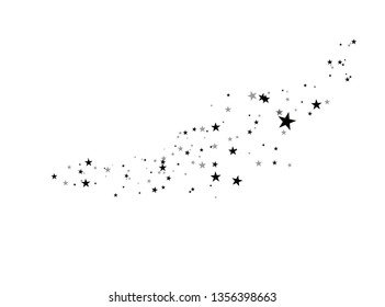Stars on a white background. Black star shooting with an elegant star.Meteoroid, comet, asteroid, stars.