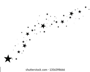 Stars on a white background. Black star shooting with an elegant star.Meteoroid, comet, asteroid, stars.