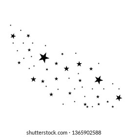 Stars on a white background. Black star shooting with an elegant star.Meteoroid, comet, asteroid, stars.