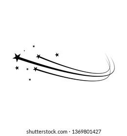 Stars On A White Background. Black Star, Shooting Star. Meteoroid, Comet, Asteroid, Stars Trek. Vector Illustration EPS 10.