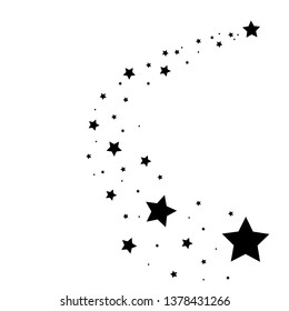 Stars On A White Background. Black Star Shooting With An Elegant Star. Meteoroid, Comet, Stars. Vector Illustration Eps 10.