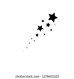 Stars On A White Background. Black Star Shooting With An Elegant Star. Meteoroid, Comet, Stars. Vector Illustration Eps 10.