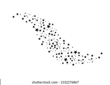 Stars on a white background. Black star shooting with an elegant star.Meteoroid, comet, asteroid, stars.