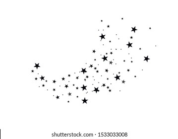 Stars on a white background. Black star shooting with an elegant star.Meteoroid, comet, asteroid, stars.