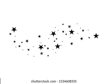 Stars on a white background. Black star shooting with an elegant star.Meteoroid, comet, asteroid, stars.