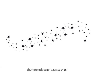 Stars on a white background. Black star shooting with an elegant star.Meteoroid, comet, asteroid, stars.