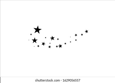 Stars on a white background. Black star shooting with an elegant star.Meteoroid, comet, asteroid, stars