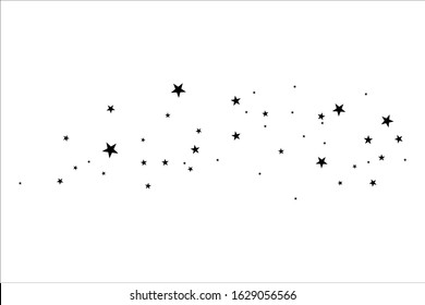 Stars on a white background. Black star shooting with an elegant star.Meteoroid, comet, asteroid, stars