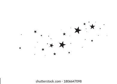 Stars on a white background. Black star shooting with an elegant star.Meteoroid, comet, asteroid, stars.