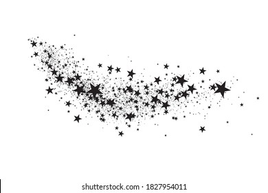Stars on a white background. Black star shooting with an elegant star.Meteoroid, comet, asteroid, stars.