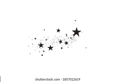 Stars on a white background. Black star shooting with an elegant star.Meteoroid, comet, asteroid, stars.