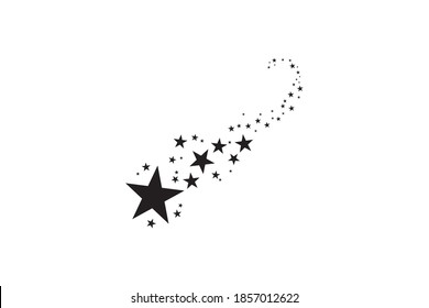 Stars on a white background. Black star shooting with an elegant star.Meteoroid, comet, asteroid, stars.