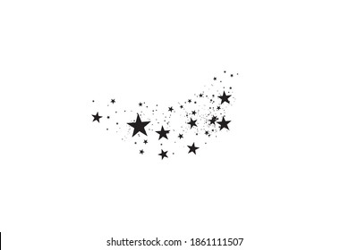 Stars on a white background. Black star shooting with an elegant star.Meteoroid, comet, asteroid, stars.