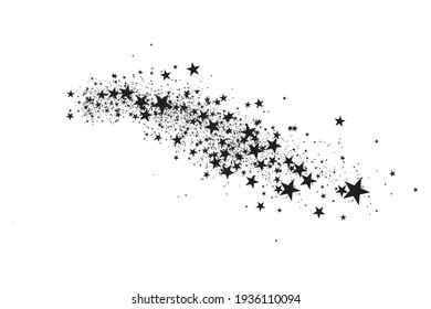 Stars On A White Background. Black Star Shooting With An Elegant Star.Meteoroid, Comet, Asteroid, Stars.