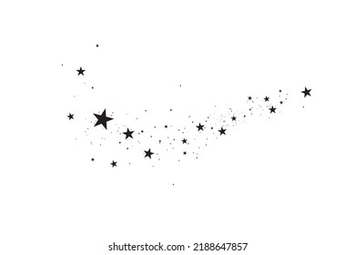 Stars on a white background. Black star shooting with an elegant star.Meteoroid, comet, asteroid, stars.