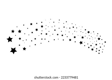 Stars on a white background. Black star shooting with an elegant star.Meteoroid, comet, asteroid, stars.
