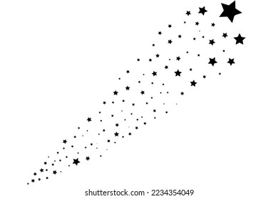 Stars on a white background. Black star shooting with an elegant star.Meteoroid, comet, asteroid, stars.